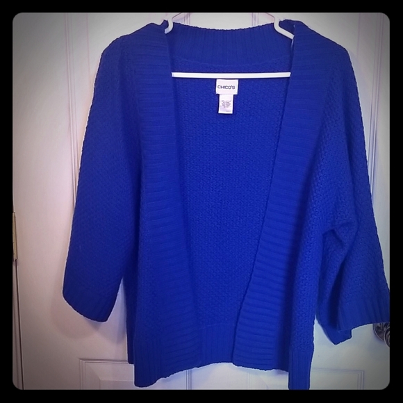H5 CHICO: WOMENS BLUE OPENED SWEATER SIZE 0 - Picture 1 of 2